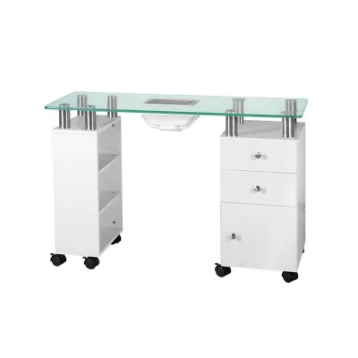 Stakleni stol s apsorberom 013b, bijeli