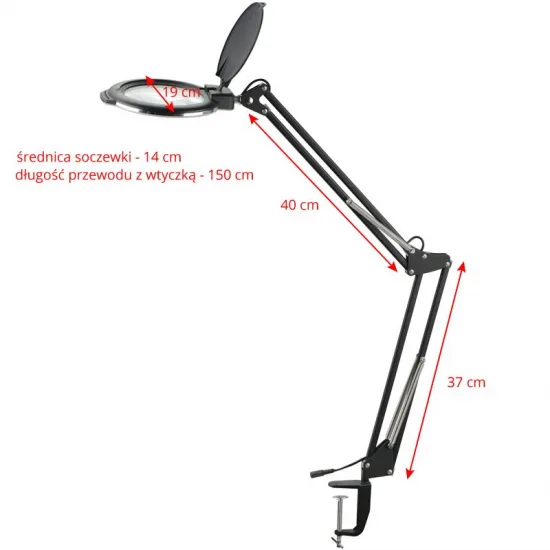 LED povećalna lampa Moonlight 8013/6" crna za stol — slika 3