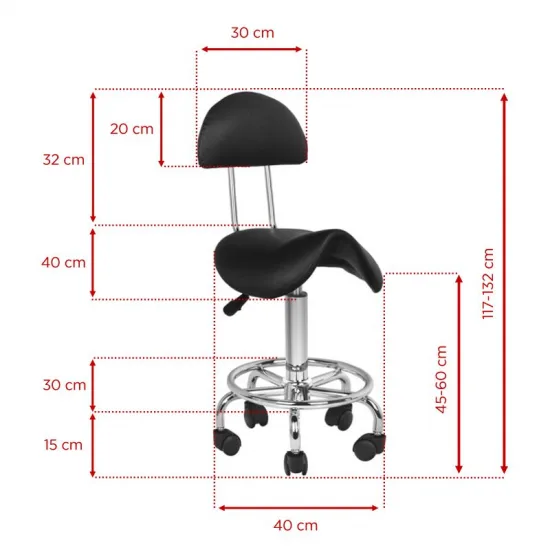 Kozmetička stolica 6001 crna — slika 5