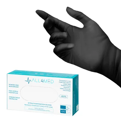 All4med jednokratne dijagnostičke nitrilne rukavice, crne boje L