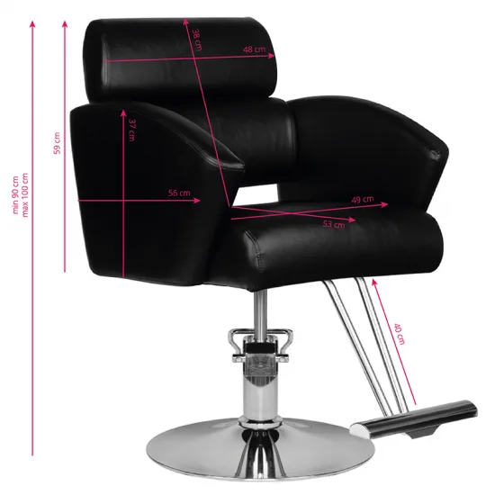 Brijačka stolica Hair System HS02, crna — slika 2