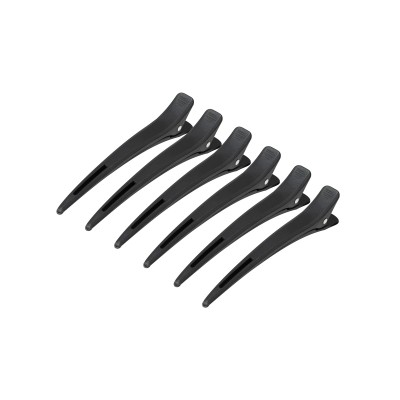 Hairdressing clamps carbon e-15 6 pcs 11.5 cm black