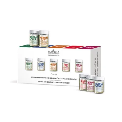 Farmona set aktivnih koncentrata za njegu kože (derma acne+ *2, hydra quest* 2, amber lavi* 2, scalpel* 2, dermacos* 2) 10x5ml