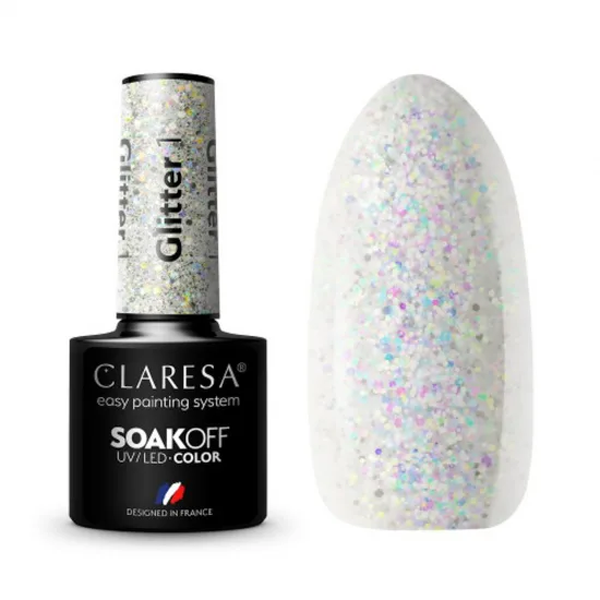 CLARESA hibridni lak za nokte sa šljokicama 1-5g