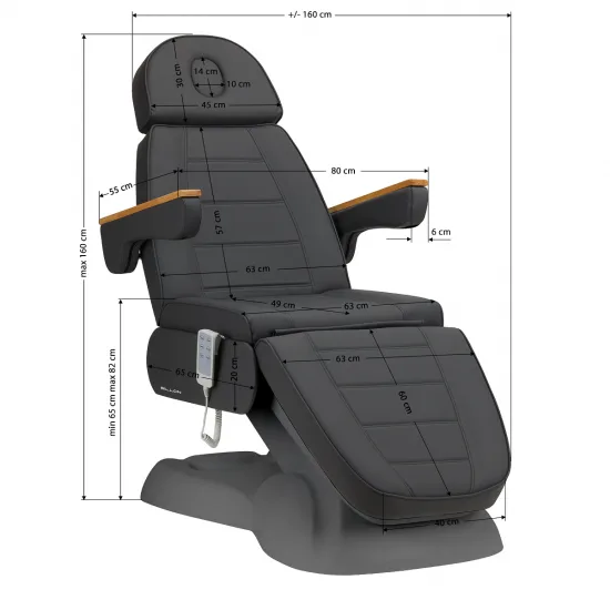 Električna kozmetička stolica SILLON Lux 273b 3 aktuatora siva sa sivom bazom — slika 2