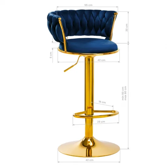 4Rico Bar Hocker QS-B313a tamnoplavi baršun — slika 2