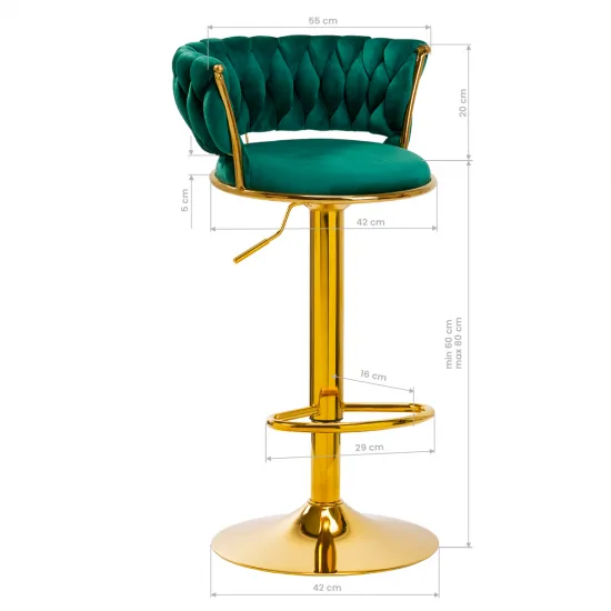 4Rico Bar Hocker QS-B313a zeleni baršun — slika 2