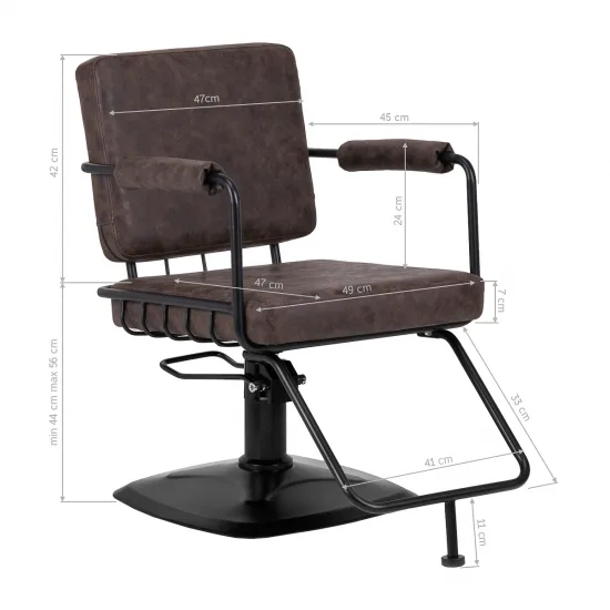 Gabbiano frizerska stolica Katania Loft Old Leather tamnosmeđa — slika 2
