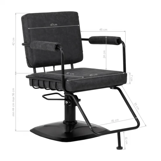 Gabbiano Katania Loft Old Leather frizerska stolica crna — slika 2