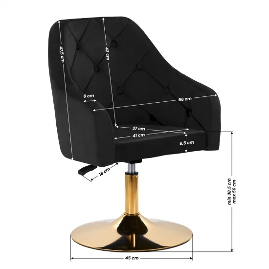 4Rico okretna stolica QS-BL14G crna — slika 2