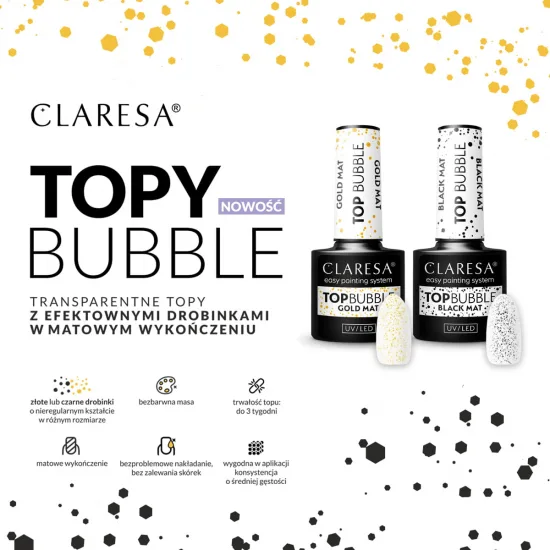 Claresa Top Bubble zlatni mat bez maramica - 5 g — slika 4