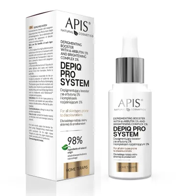 APIS DEPIQ PRO SYSTEM Pojačivač depigmentacije s α-arbutinom 1% i kompleksom za posvjetljivanje 1% 30 ml