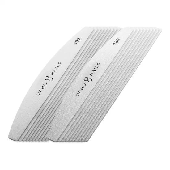 Ocho Nails metalna turpija za nokte u obliku polumjeseca + papiri 100/180 20 kom. — slika 2