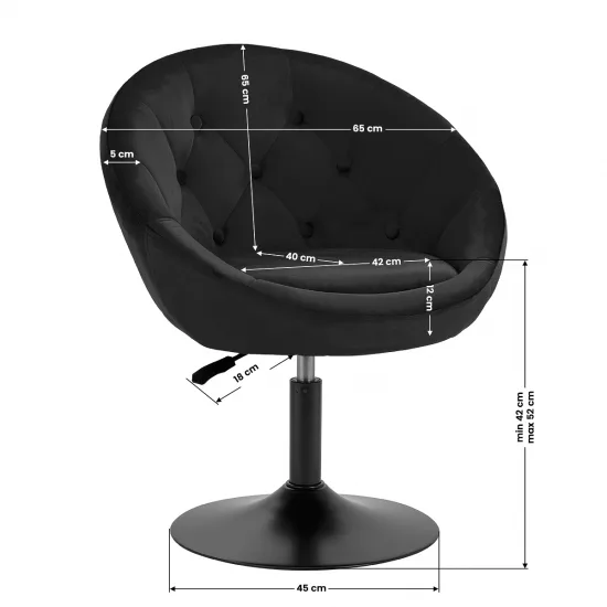 4Rico okretna stolica QS-BL12G crna — slika 2