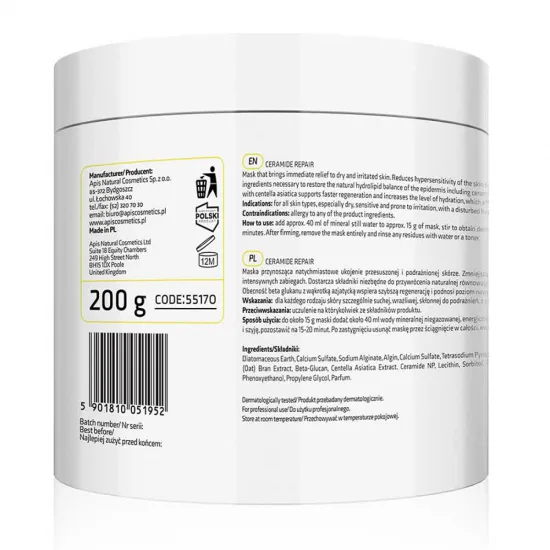 Apis CERAMIDE REPAIR umirujuća maska od algi s ceramidima i beta glukanom 200 g — slika 2
