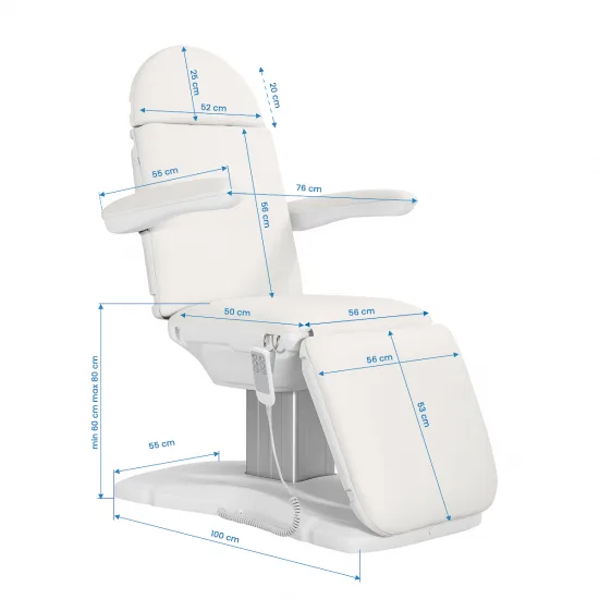 Sillon Eclipse električna kozmetička stolica s 3 aktuatora, bijela — slika 2