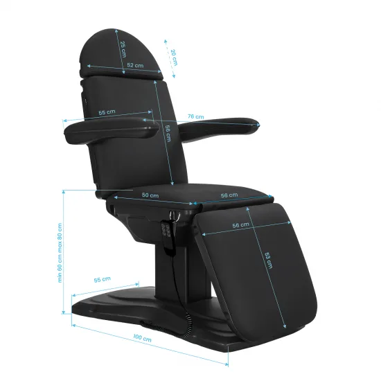 Sillon Eclipse električna kozmetička stolica s 3 aktuatora, crna — slika 2