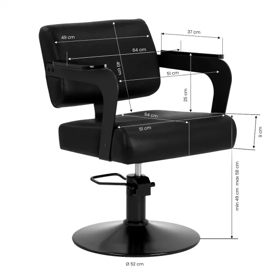 Hair System Jet noir stolica za frizere crna — slika 2
