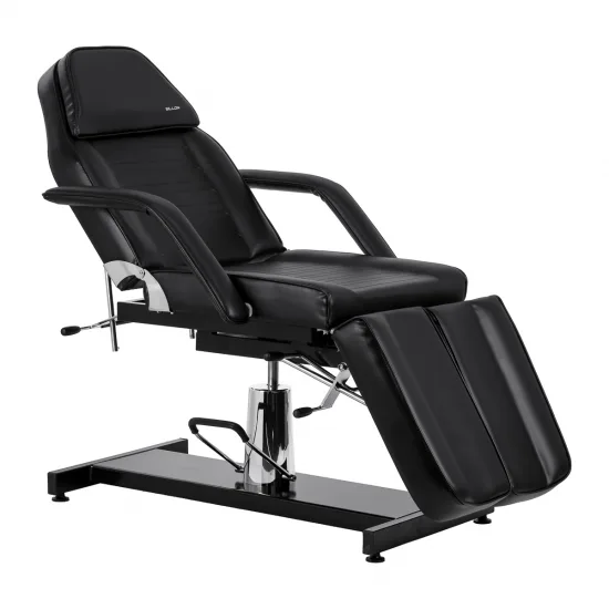 Hidraulična kozmetička stolica za pedikuru Sillon 210 s funkcijom ljuljanja i podijeljenim osloncem za noge crna