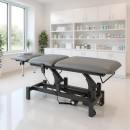 Fortis 5 ERGO stol za tretmane, električno podešavanje, ručni daljinski upravljač, ERGO jastuk za lice, kotači, nasloni za ruke, k722 siva