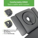 Fortis 5 ERGO stol za tretmane, električno podešavanje, ručni daljinski upravljač, ERGO jastuk za lice, kotači, nasloni za ruke, k722 siva