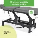 Fortis 5 ERGO stol za tretmane, električno podešavanje, ručni daljinski upravljač, ERGO jastuk za lice, kotači, nasloni za ruke, k722 siva