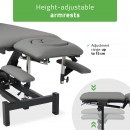 Fortis 5 ERGO stol za tretmane, električno podešavanje, ručni daljinski upravljač, ERGO jastuk za lice, kotači, nasloni za ruke, k722 siva