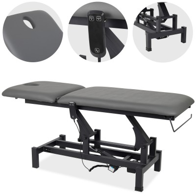 Fortis 2 stol za tretmane, električno podešavanje, ručni daljinski upravljač, jastuk za glavu, k722 siva