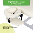 Fortis 1 stol za tretmane, električno podešavanje, ručni daljinski upravljač, naslon za glavu, polica za ruke k707 boja slonovače