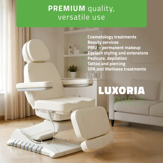Električna kozmetička stolica Luxoria PRO 5 k701 snježno bijela — slika 2