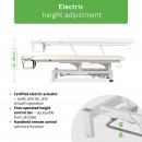 Fortis 1 stol za tretmane, električno podešavanje, ručni daljinski upravljač, nožna kontrola, naslon za glavu, polica za ruke k707 boja slonovače