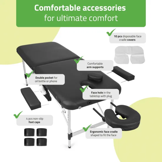 Prijenosni stol za masažu Nadia 70 Comfy Base K515 crni — slika 3
