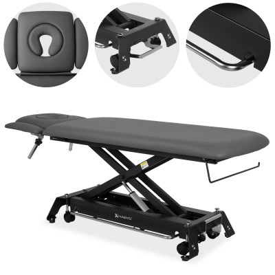 Evero Cross X4 ERGO terapijski stol, električno podešavanje visine, nožna kontrola, ERGO jastuk, Satin Comfort k722 siva boja