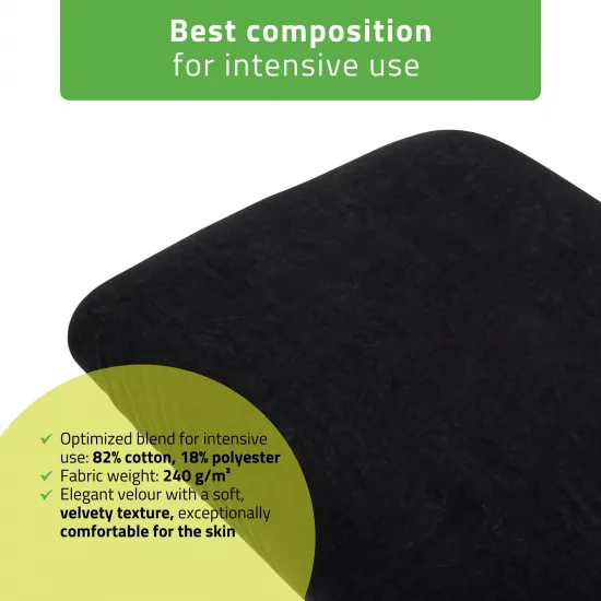 Velour sheet with elastic and ties for cosmetic chair, black — slika 3
