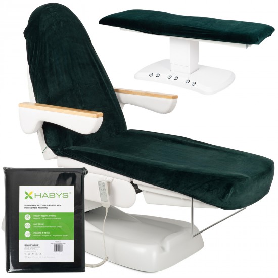 Velur plahta s gumicom i vezicama za kozmetičku stolicu, boja flaše zelene