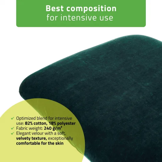 Velour sheet with elastic and ties for cosmetic chair, bottle green — slika 3
