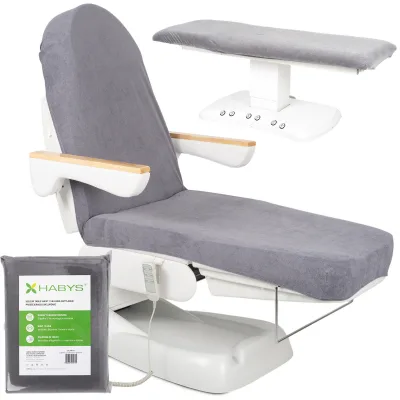 Velour sheet with elastic and ties for cosmetic chair, graphite