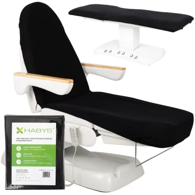 Terry sheet with elastic and ties for cosmetic chair, black