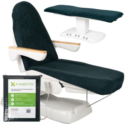Terry sheet with elastic and ties for cosmetic chair, bottle green