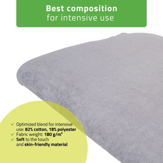 Terry sheet with elastic and ties for cosmetic chair, gray — slika 3