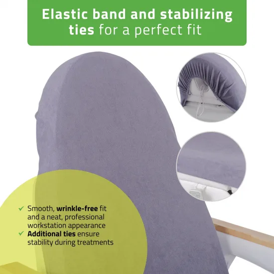 Terry sheet with elastic and ties for cosmetic chair, gray — slika 4