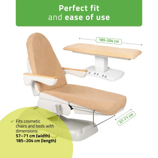 Terry sheet with elastic and ties for cosmetic chair, creamy latte — slika 2