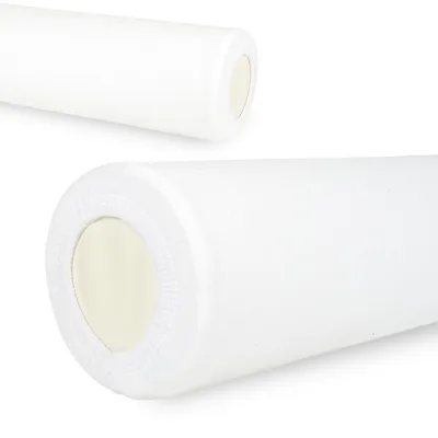 Velour cover with elastic for bolster, 15 × 60 cm white