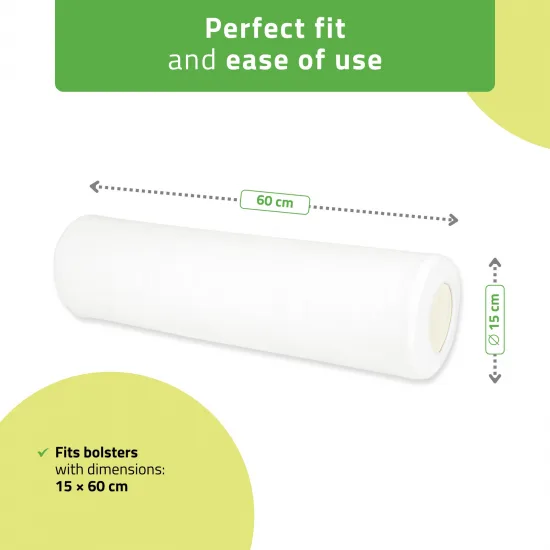 Velour cover with elastic for bolster, 15 × 60 cm white — slika 2