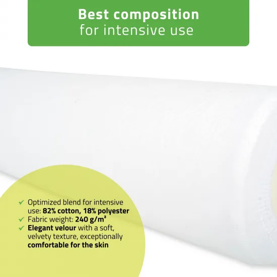 Velour cover with elastic for bolster, 15 × 60 cm white — slika 3