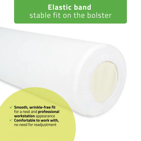 Velour cover with elastic for bolster, 15 × 60 cm white — slika 4