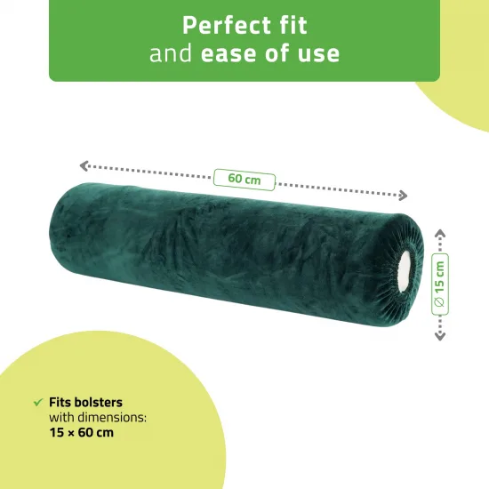 Velour cover with elastic for bolster, 15 × 60 cm bottle green — slika 2