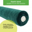 Velour cover with elastic for bolster, 15 × 60 cm bottle green