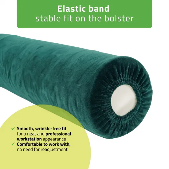 Velour cover with elastic for bolster, 15 × 60 cm bottle green — slika 4