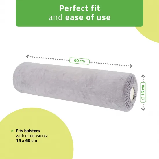 Velour cover with elastic for bolster, 15 × 60 cm graphite — slika 2